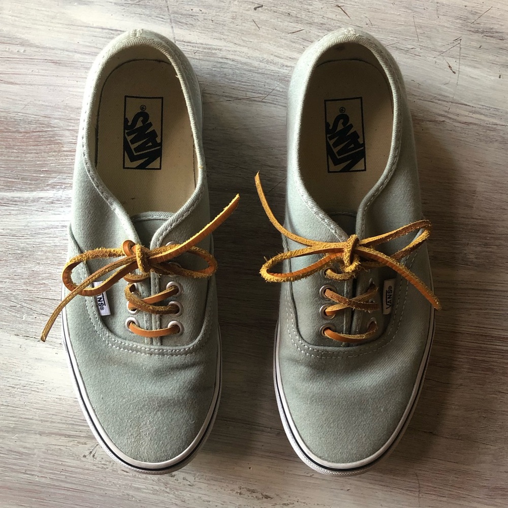 Vans, Mint Green with Leather Laces